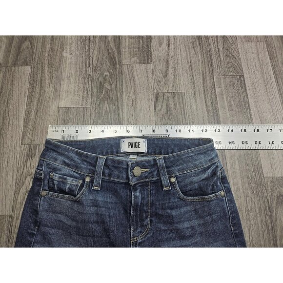 Paige Verdugo Crop Jeans Womens 26 Blue Distressed Raw Hem Skinny Denim Stretch - Picture 9 of 13